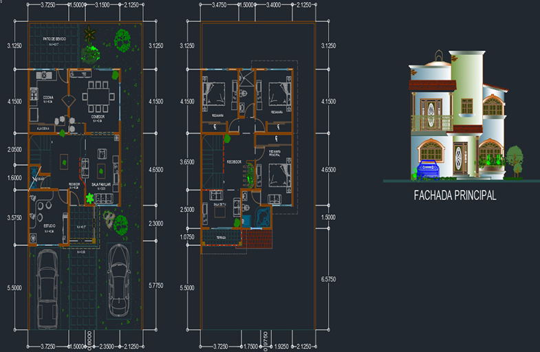 دانلود فایل اتوکد پروژه بنگالوی مدرن 2 DWG | Modern Bungalow Project 2 DWG Drawing برای AutoCAD